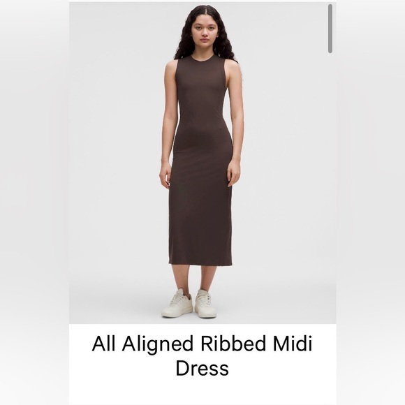 lululemon athletica Dresses & Skirts - Lululemon All Aligned Ribbed Midi Dress in Espresso